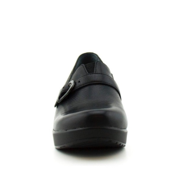 Dansko Jane Black Leather Slip-on Clog Buckle Accent - Picture 4 of 12